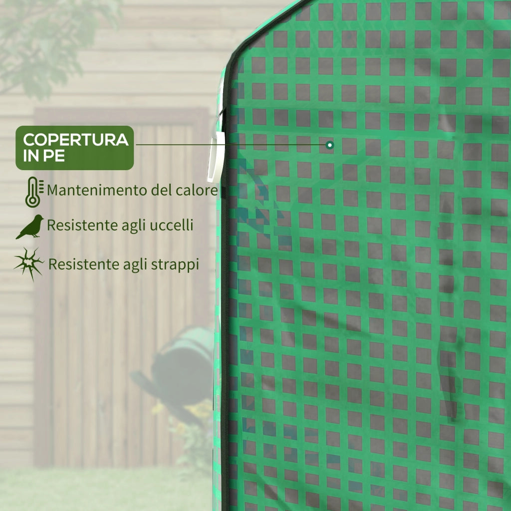 Copertura PE per Serra da Giardino con Porta a Cerniera e Finestre. 140x143x190cm. Verde