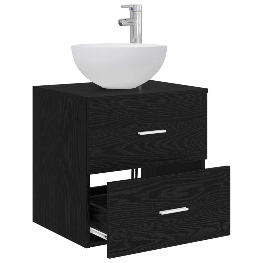 Mobile Lavabo da Parete Rovere Nero 49,5 x 41 x 64,5 cm 890263