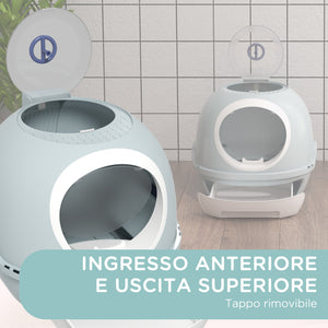 Toilette Chiusa per Gatti 47x55x44 cm con Vassoio Estraibile e Paletta Azzurro