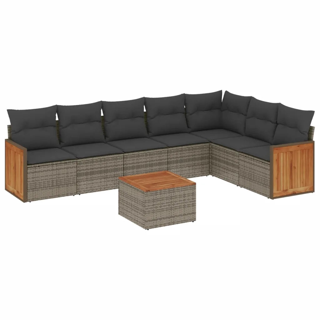Set Divano da Giardino 8 pz con Cuscini Grigio in Polyrattan 3260121