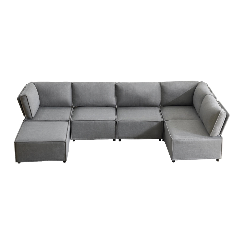 Divano modulare con funzione letto e seduta confortevole in tessuto grigio chiaro 308 × 152 × 77 cm
