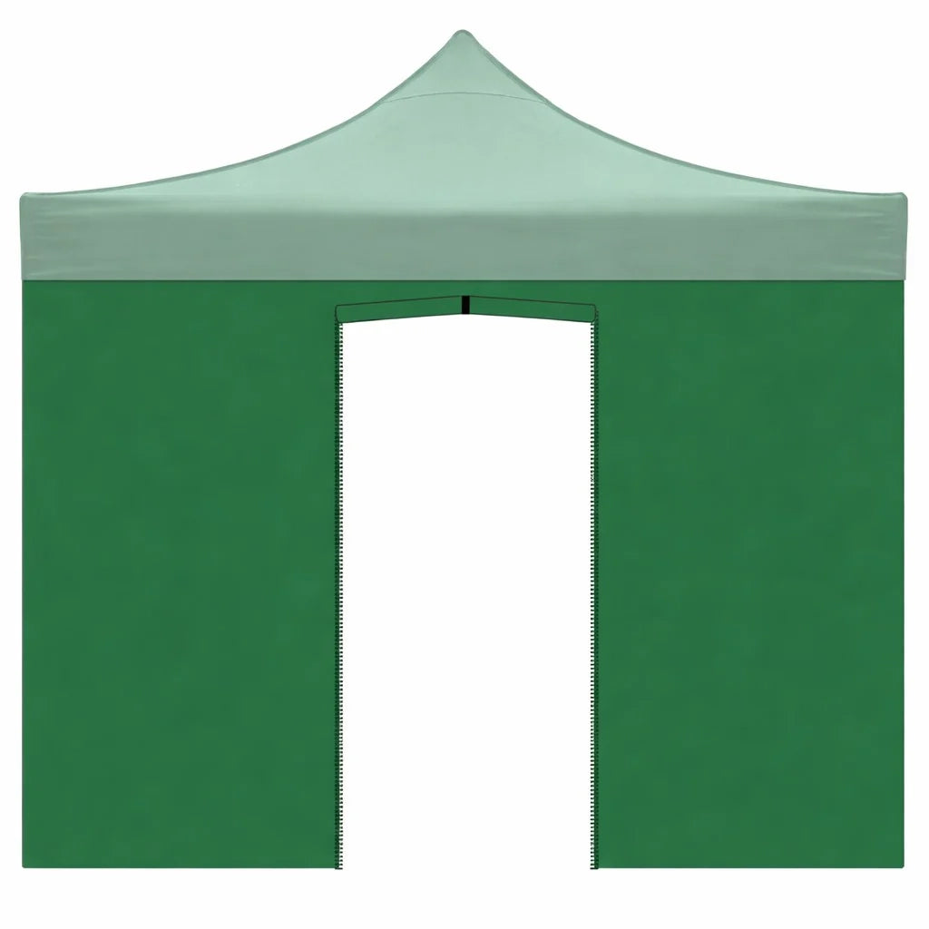 Telo laterale 3x2m verde impermeabile con porta avvolgibile per gazebo richiudibile 3x3mt