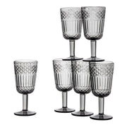 Set 6 calici vino 270 ml Agadir vetro sfaccettato fumé