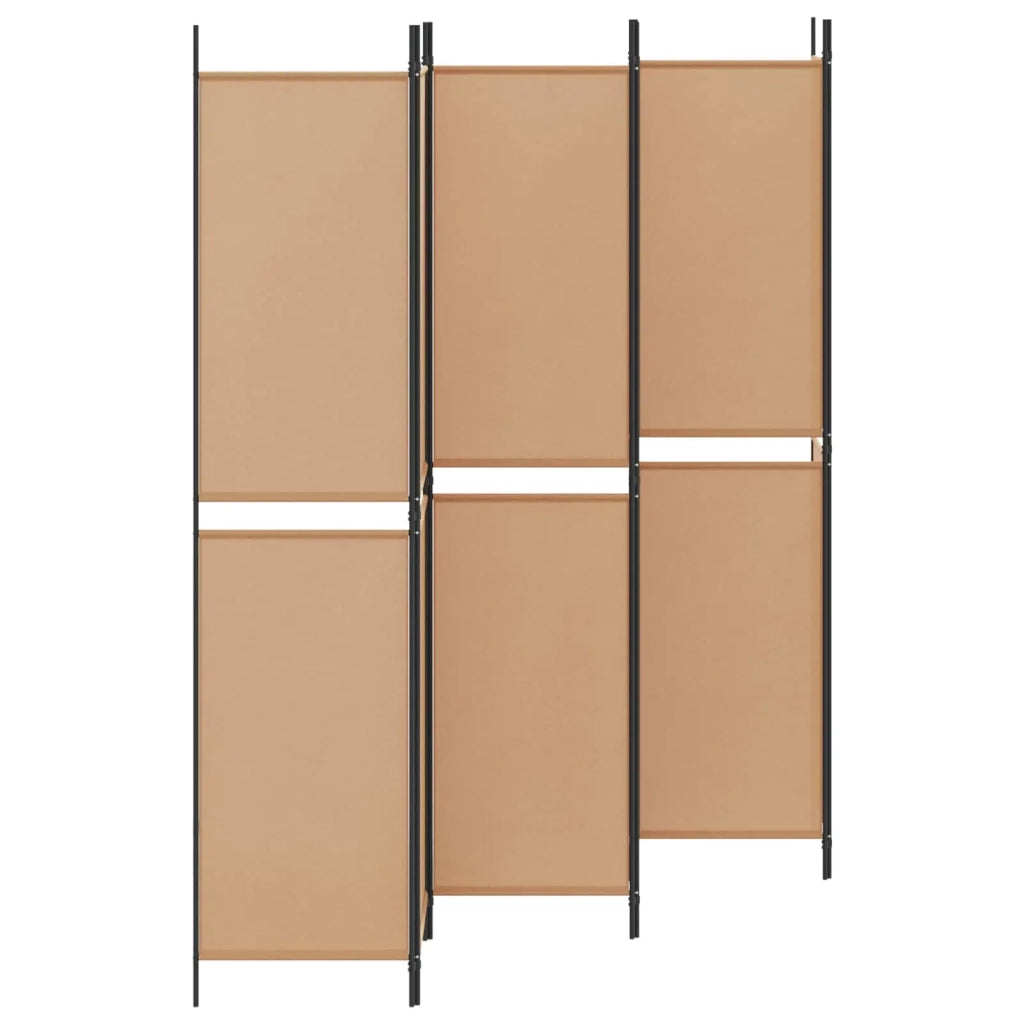 Divisore per Stanza | Paravento | Divisorio Ambienti a 6 Pannelli Beige 300 x 220 cm Tessuto