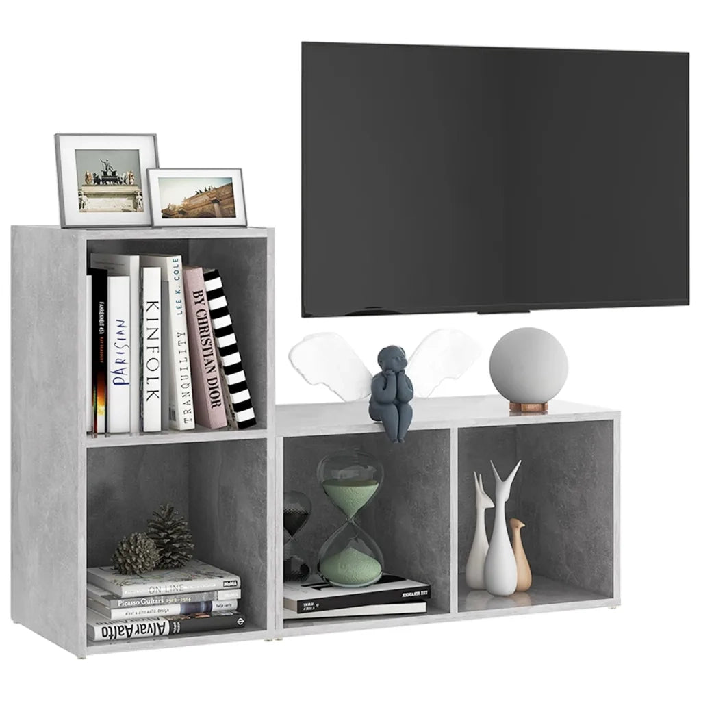 Mobili TV 2 pz-Set di 2 Credenza per TV Grigio Cemento 72x35x36,5cm in Legno Multistrato 696801