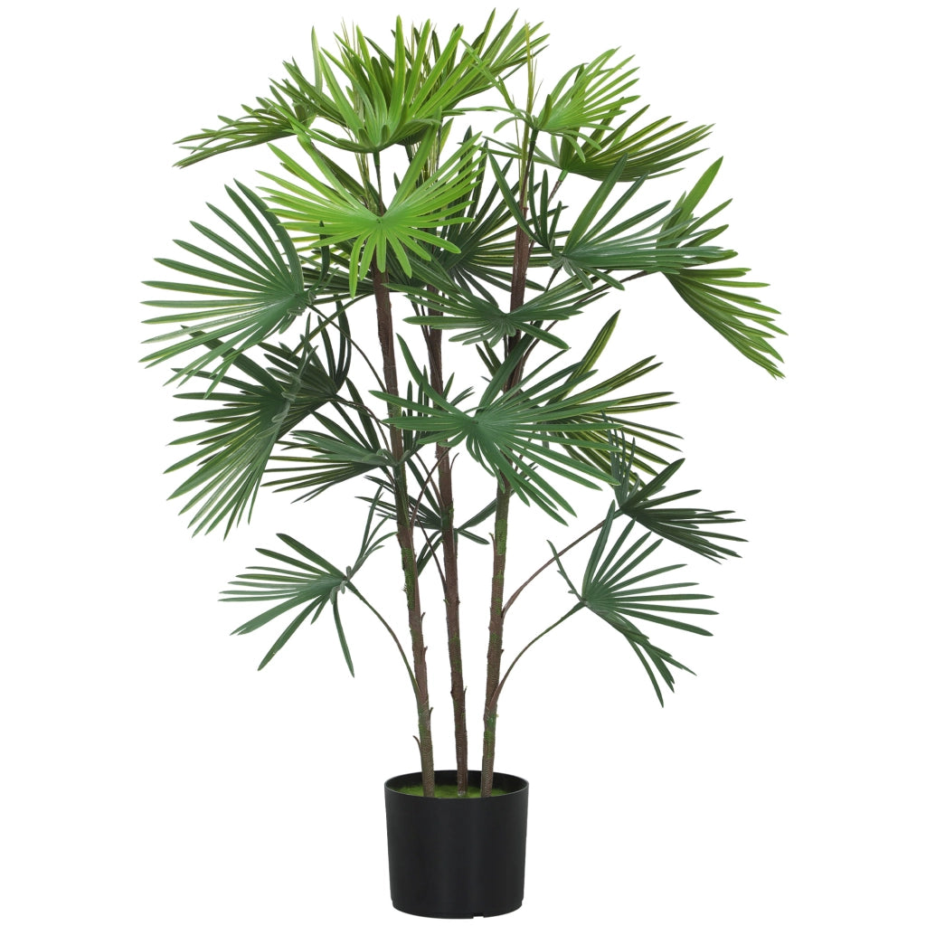 Pianta Artificiale Palma Alta 90 cm per Interni con Vaso in PE Verde