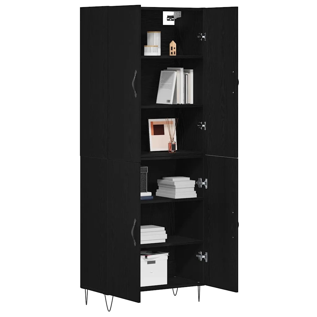 Credenza 2 pcs Rovere Nero Legno ingegnerizzato e vetro 3333108