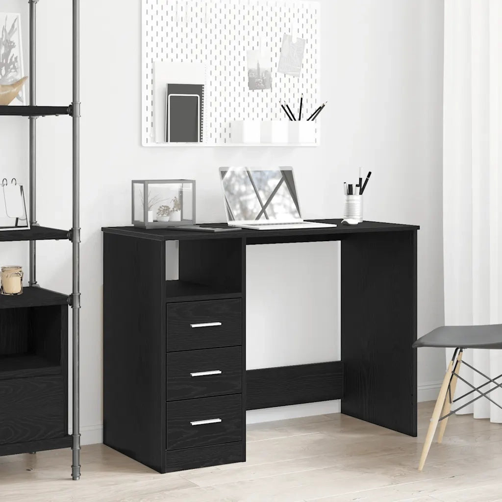 Scrivania Cassetti Rovere Nero 102x50x76 cm Legno Multistrato 861993