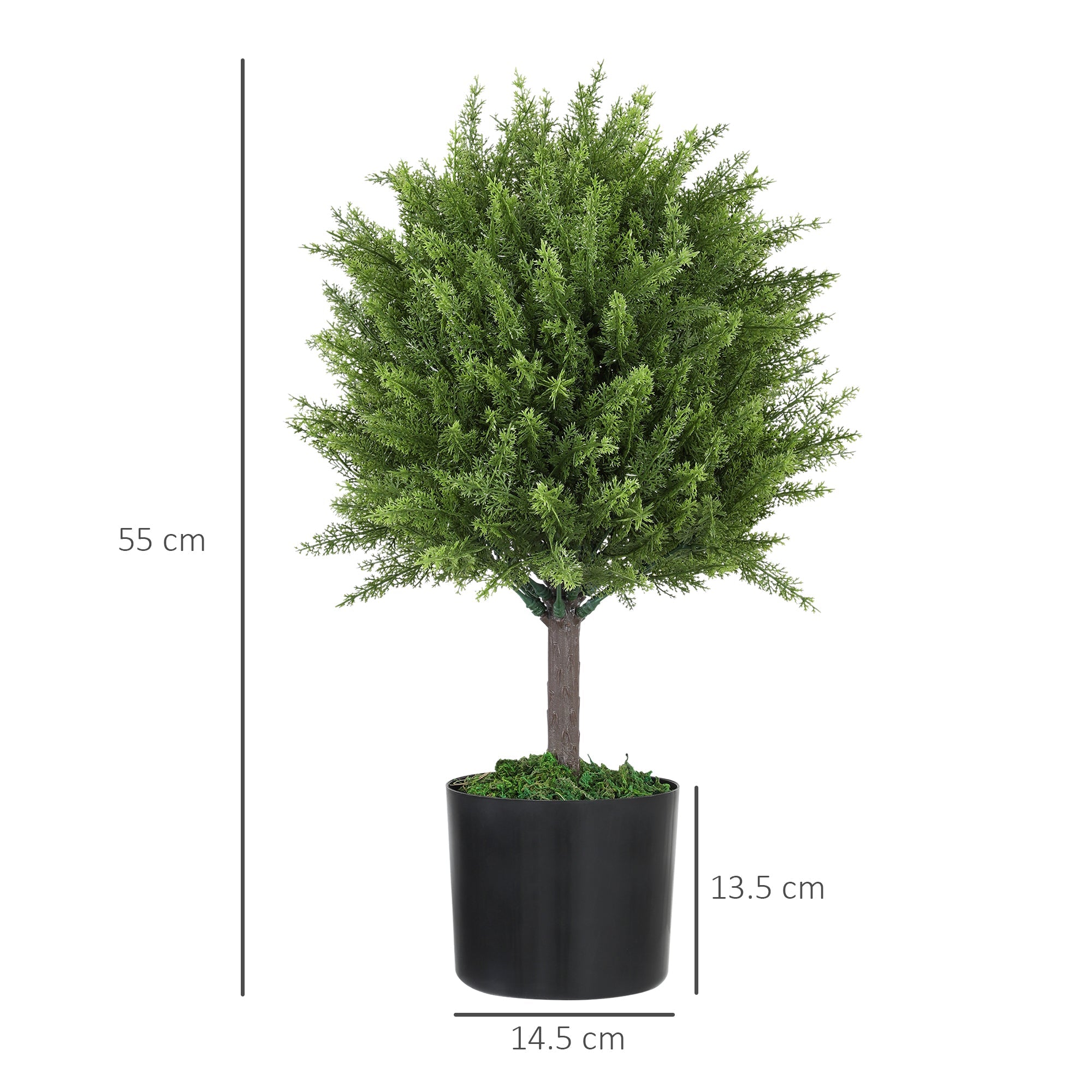 Pianta Artificiale di Albero Cedro 55A cm con Vaso Incluso per Interno ed Esterno Verde