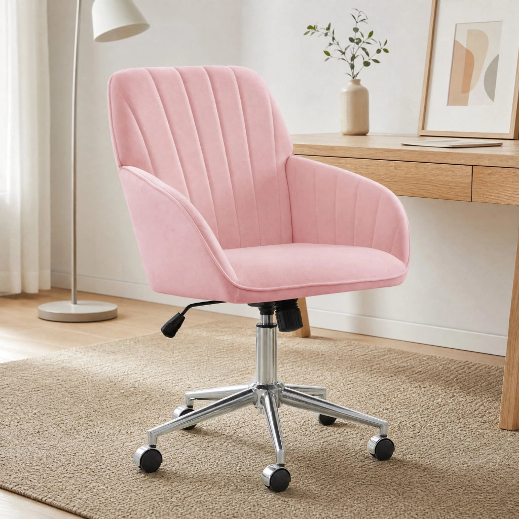 SEDIA Girevole Regolabile 50-59 cm Velluto Rosa
