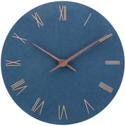 Orologio a Parete in MDF, Stile Moderne, 30cm, Silenzioso, alimentato da Batteria, con Numeri Romani e Lettere, Facile da Leggere per Camera, Casa, Cucina, Camera da Letto, Ufficio, Scuola (Blu + Numeri Romani)
