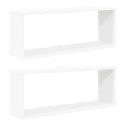 2 pz Mensole Parete | Mensola sospesa a Cubo Bianche 60x15x23 cm Legno Multistrato