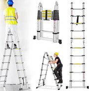 Scala Telescopica - Scala Telescopica a Volo - Altezza di Lavoro - Alluminio - Adatto per Uso Privato e Professionale - Scala Telescopica a Volo - Massimo Carico 150 kg