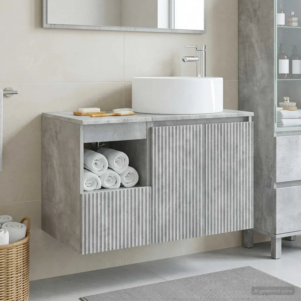 Set di mobili per il bagno 2 pz Grigio Cemento 3404107