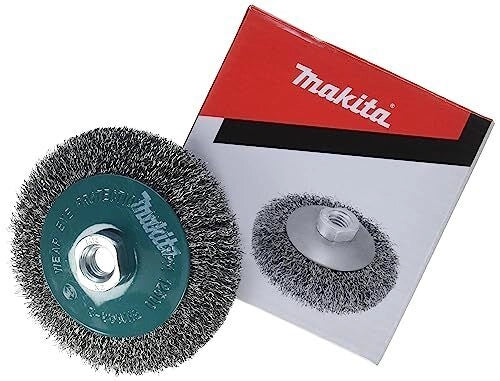 Makita D-39849 Spazzola Conica 115mm Attacco M14 Filo Acciaio Ondulato 0,3mm 12500 rpm