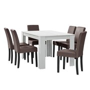 Tavolo da pranzo con 6 sedie marroni 140 x 90 cm marrone 03_0004023