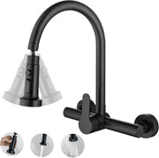 Cranio con Montaggio a Parete, 360° Rotativo, Uscita con 2 Regolazioni, in Acciaio Inox 304, Nero