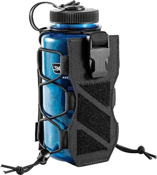 Supporto per bottiglia portatile con tasca per bottiglie da 32 oz - confezione riciclabile - nero Flessenholster con molletta di fissaggio