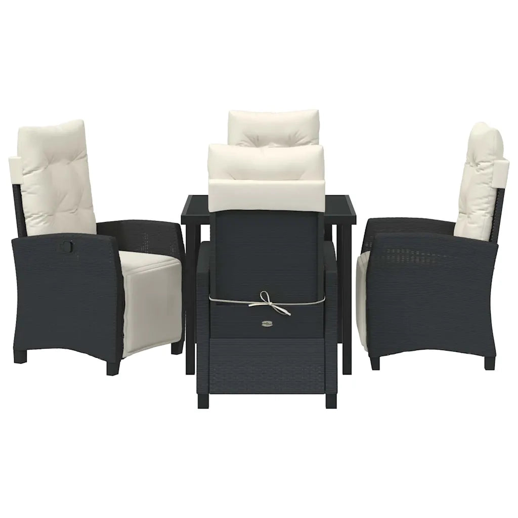 Set da Pranzo per Giardino con cuscino 5 pcs Nero polyrattan 3380415