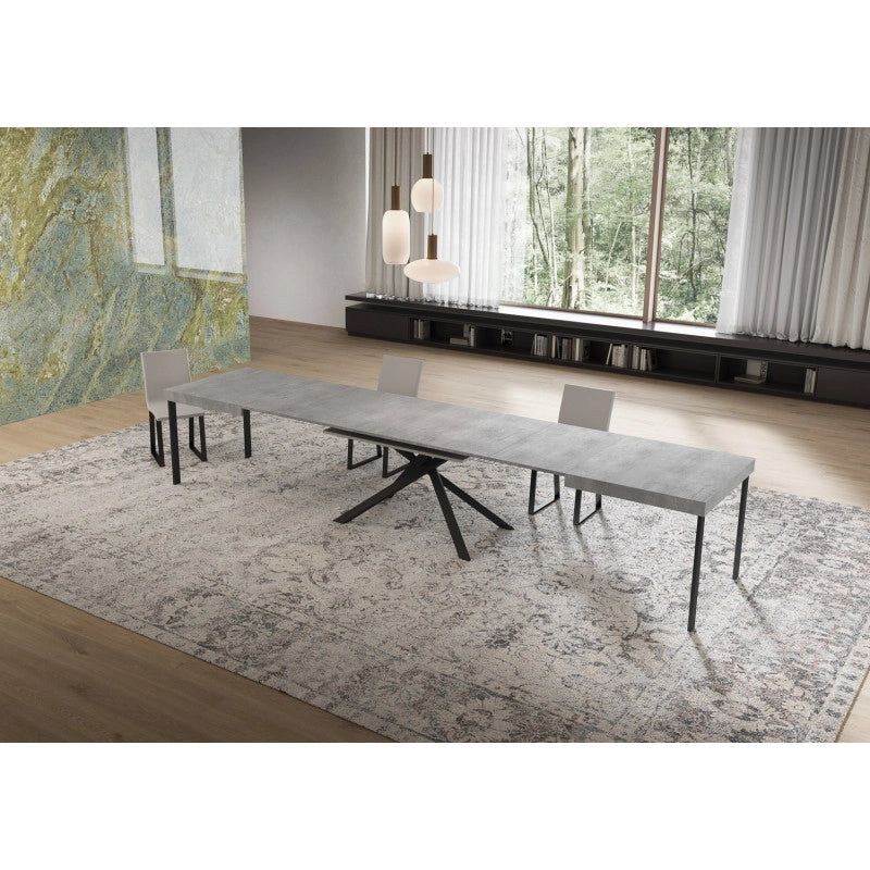 Tavolo allungabile 160/420x90 cm Niket telaio Antracite - Cemento