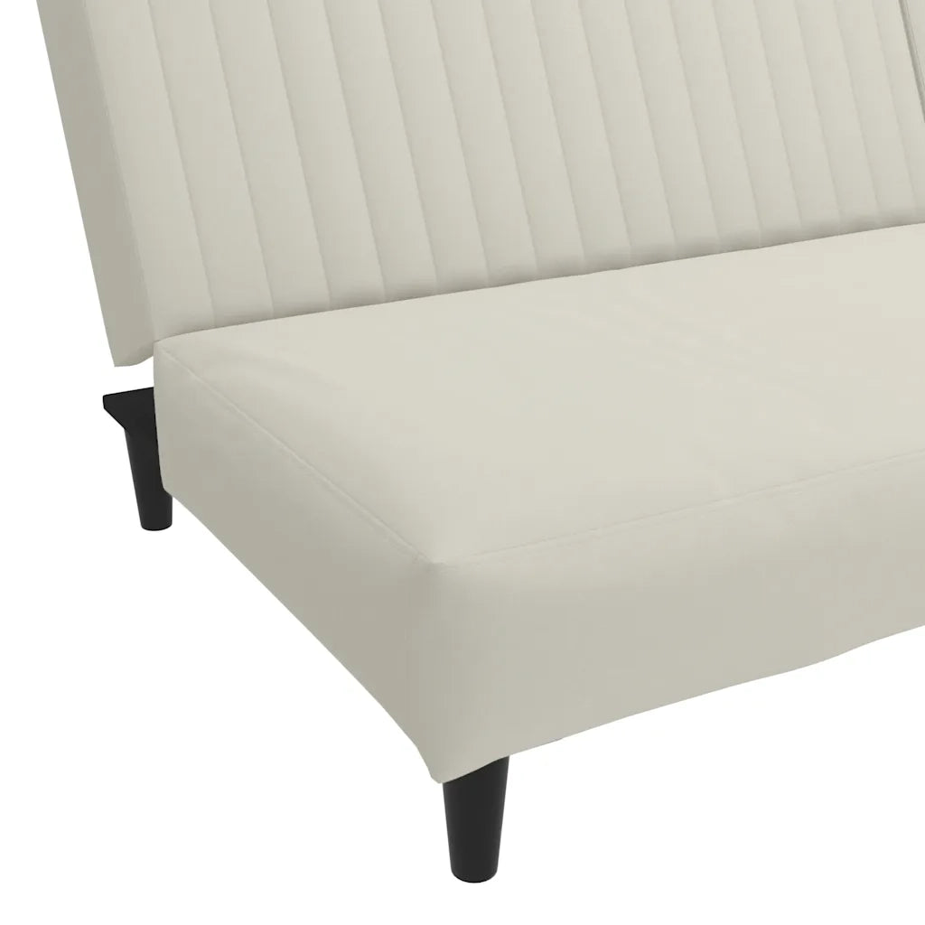 Divano Letto a 2 Posti Crema in Velluto 375935