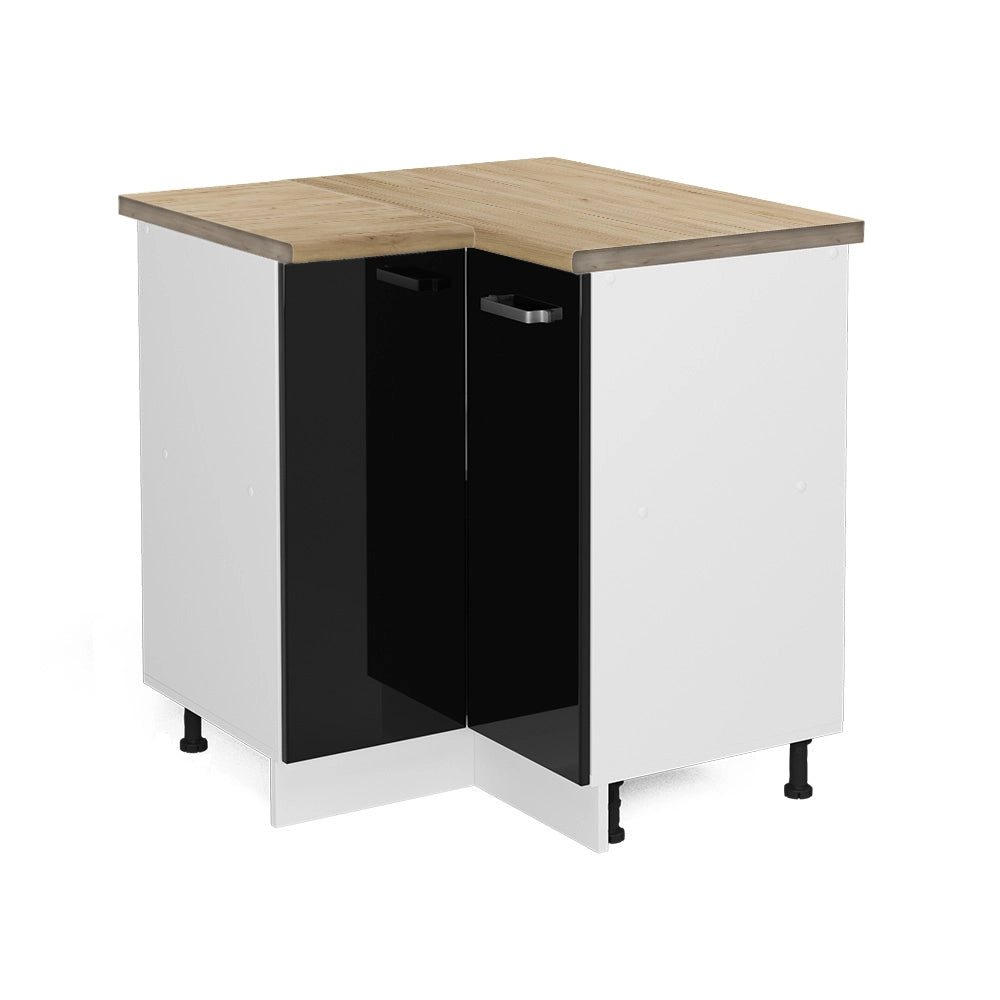 Vicco Mobile ad angolo cucina Nero lucido 75.6 cm , PL Rovere