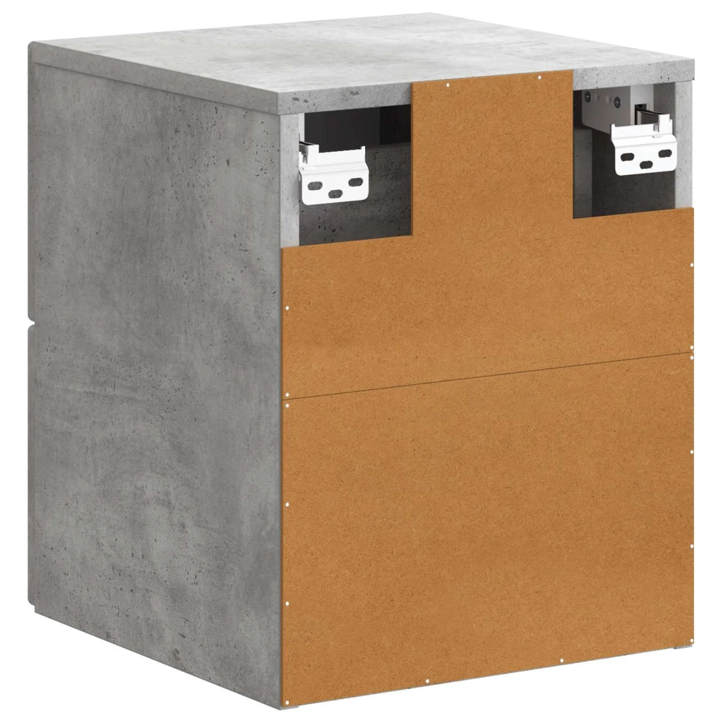 Comodino | Armadio da Notte | Mobiletto da notte a muro Grigio Cemento 34,5 x 33 x 40 cm