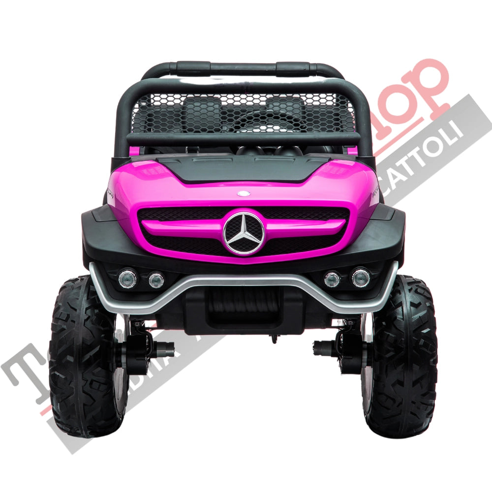Auto Elettrica per Bambini Mercedes Unimog 12V 2 Posti Monitor Touchscreen Mp4-Rosa