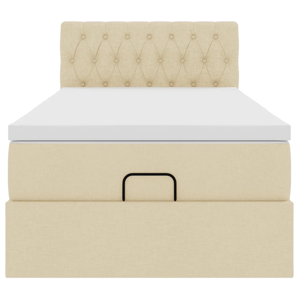 Struttura Letto Pouf con Materasso Crema 80x200 cm in Tessuto