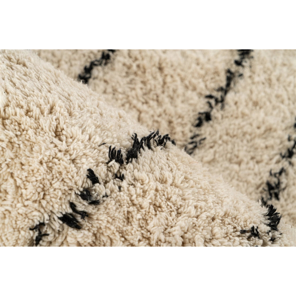 Tappeto moderno Mylen in cotone crema e nero 200x290 cm