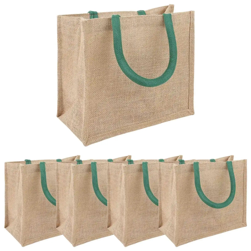 Borse in juta 5 pcs Naturale e Verde 26 x 22 x 14 cm 42012284