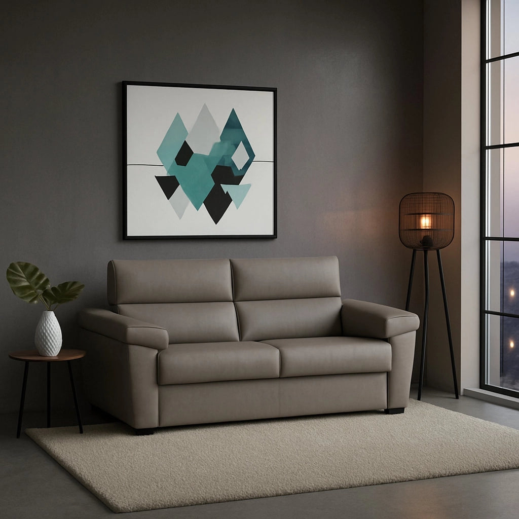 Contrada, Divano Letto 2 Posti Sfoderabile Made in Italy, 205x95 cm Grigio Tortora