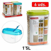 Trade Shop - Set 6 Pezzi Contenitori Salva Freschezza Biscotti Spaghetti Pasta 1,5 Lt -