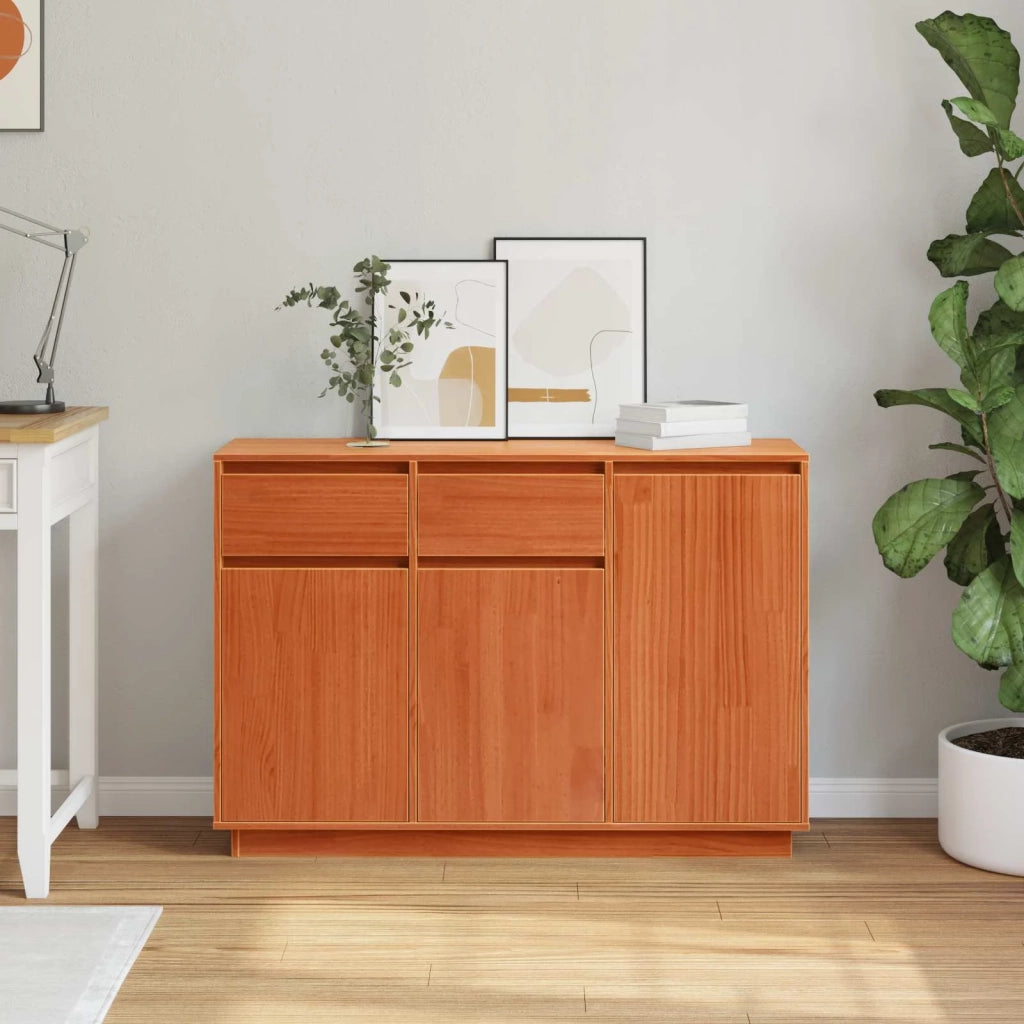 Credenza | Madia | Buffet da pranzo | Armadio da pranzo Marrone cerato 110 x 34 x 75 cm Pino massello