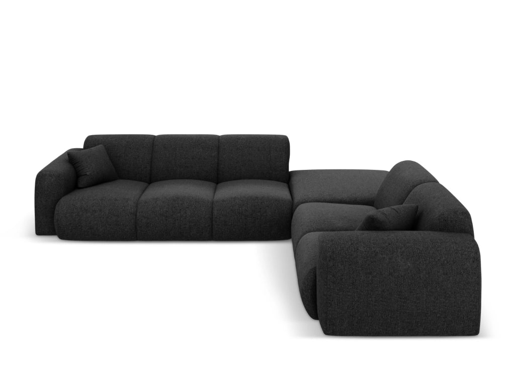 Cosmopolitan Design - Divano angolare destro "Nolio" 4 posti in ciniglia nero 