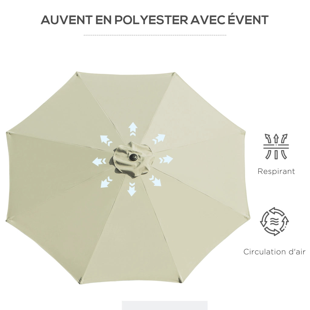 Ombrellone da giardino inclinabile ¨C zephmum ¨C Beige Polyester 180g/m2 ? 3 m