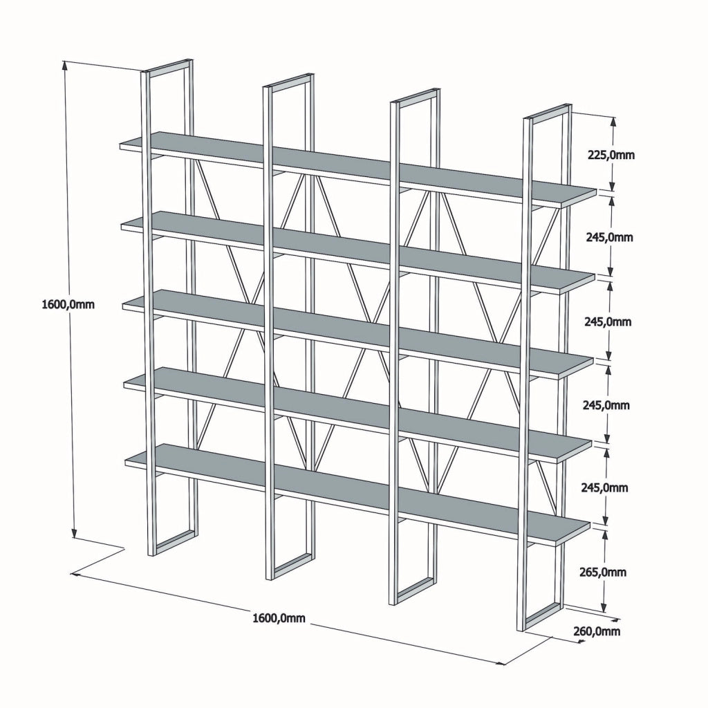 Libreria in legno "Beylerbeyi" - 160 x 26 x 160 cm - Noce canaletto