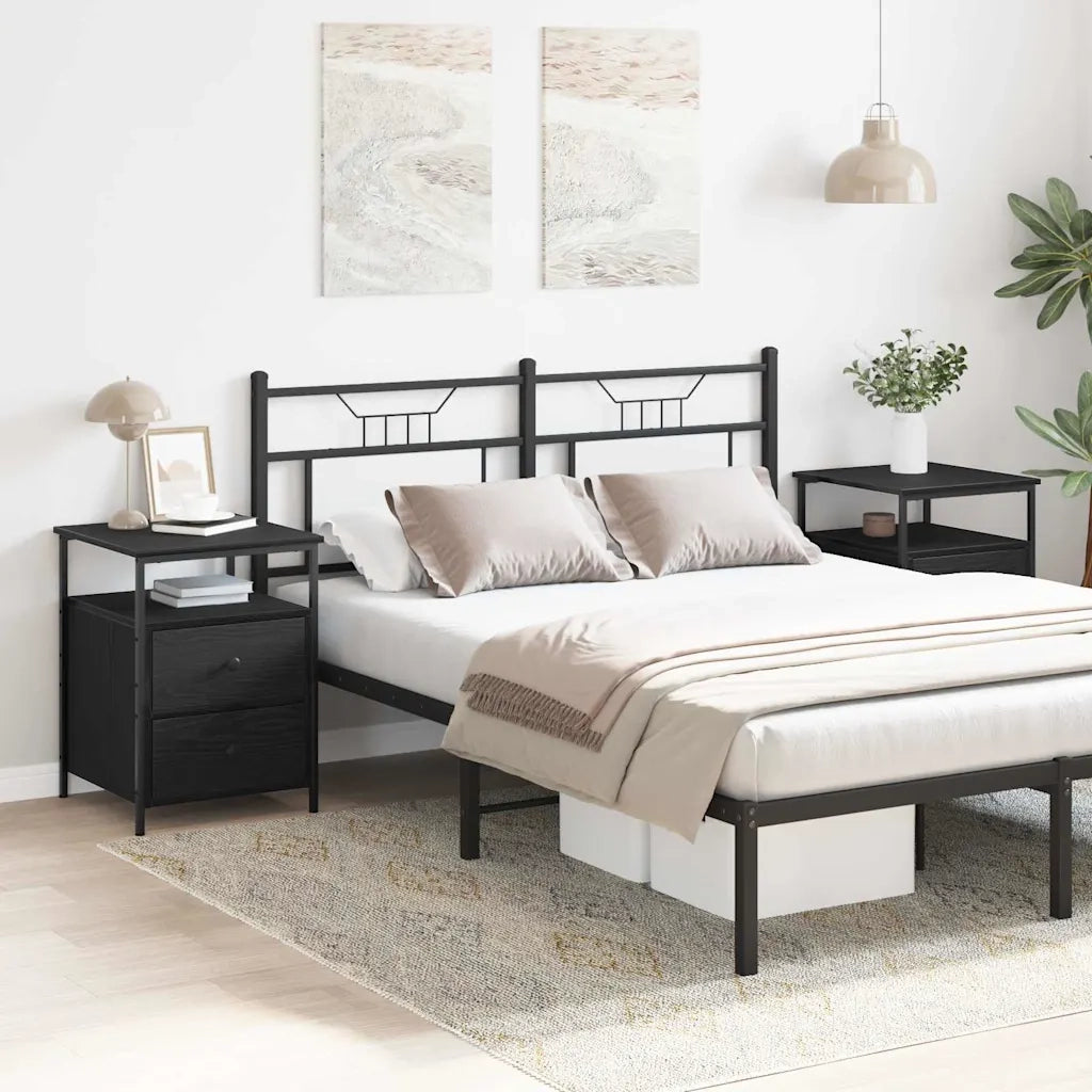 Set di 2 Comodini | Armadio da Notte | Mobiletto da notte Rovere Nero 34 x 35,5 x 50 cm
