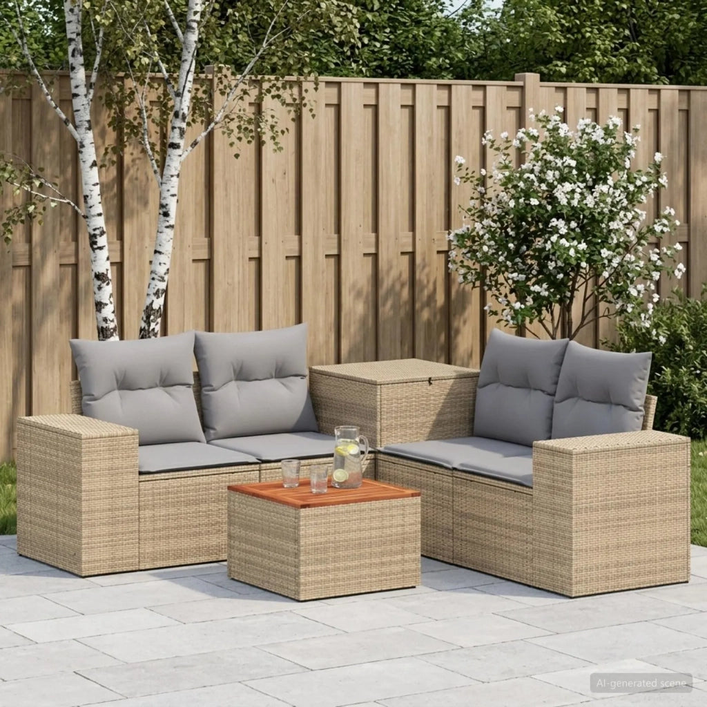 Set di divani 6 pz Beige e Grigio Chiaro 3447579