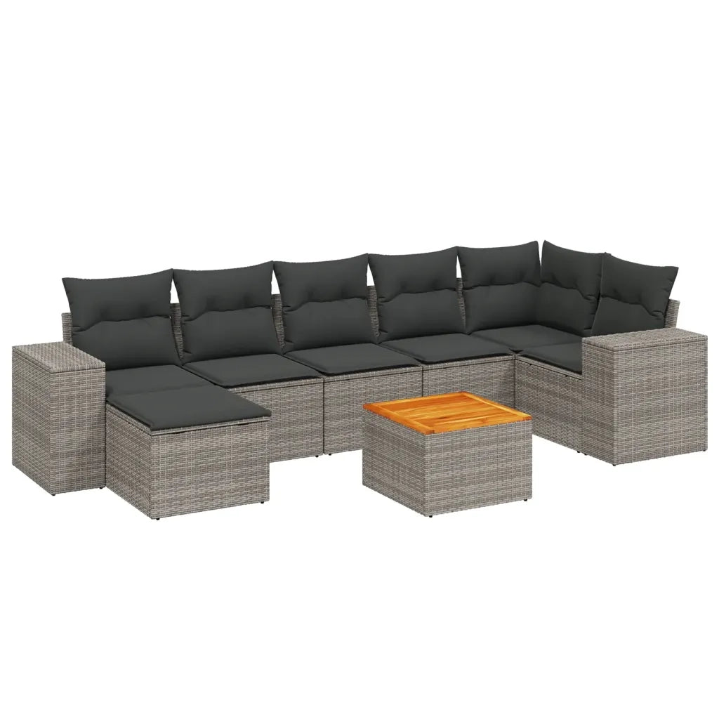 Set Divano da Giardino 8 pz con Cuscini Grigio in Polyrattan 3257887