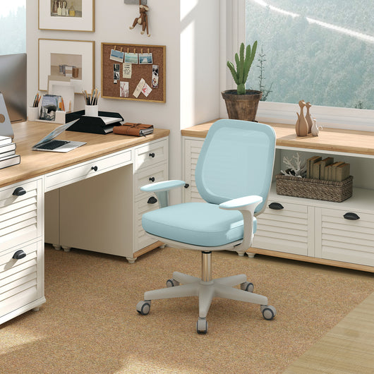 Sedia da Ufficio Ergonomica 55x48x82,5-94,5 cm ad Altezza Regolabile con Schienale in Poliestere Traspirante Verde