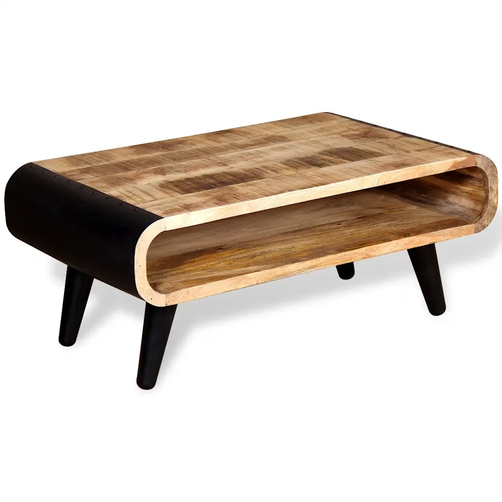 Tavolino da CaffÃ¨ in Legno Grezzo di Mango 90x55x39 cm cod mxl 60551