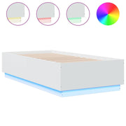 Letto singolo | Letto per adulti | Giroletto con Luci LED Bianco 90x190 cm in Legno Multistrato