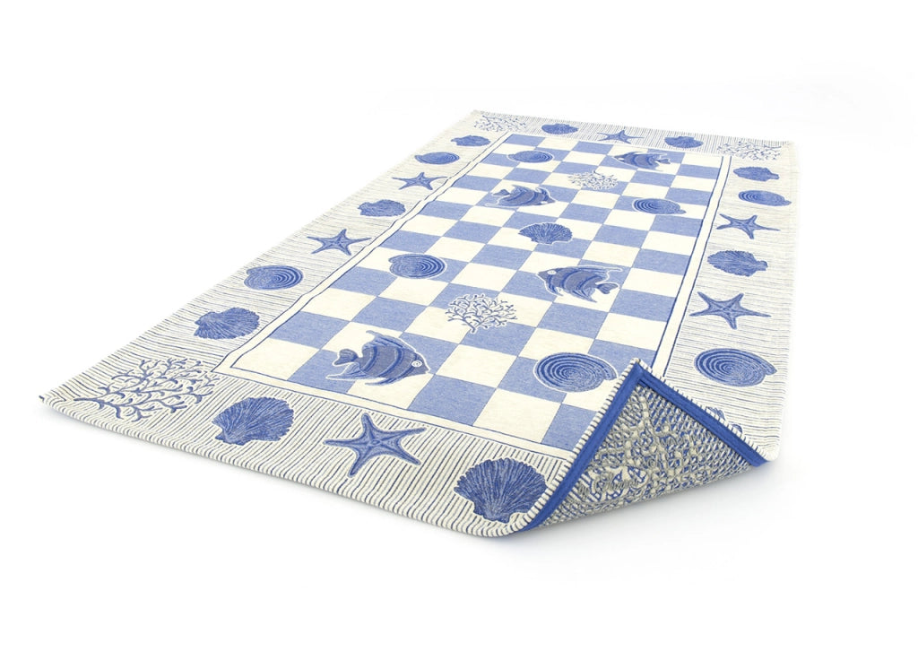 Tappeto Velour Antiscivolo Modello Marino By Suardi - 65x110 cm (set 2 tappeti) - Blu