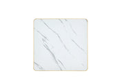 Tavolo da pranzo quadrato in MDF effetto marmo con gambe in metallo, per 2-4 persone, bianco, 60 × 60 × 74 cm