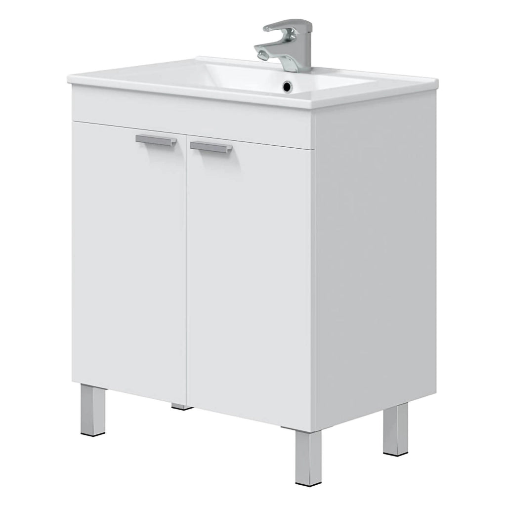 Cariati, Mobile Sottolavabo 2 Ante, 70x45x80h cm Bianco Lucido