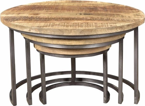 Set di tavolo da salotto da 3 pezzi - Set di tavolo da salotto in legno di mango