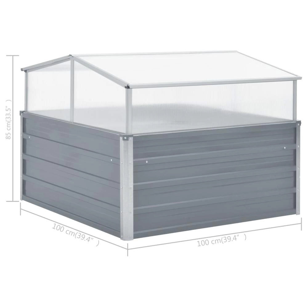 Greenhouse Grey Galvanized Steel 100x100x85 Cm