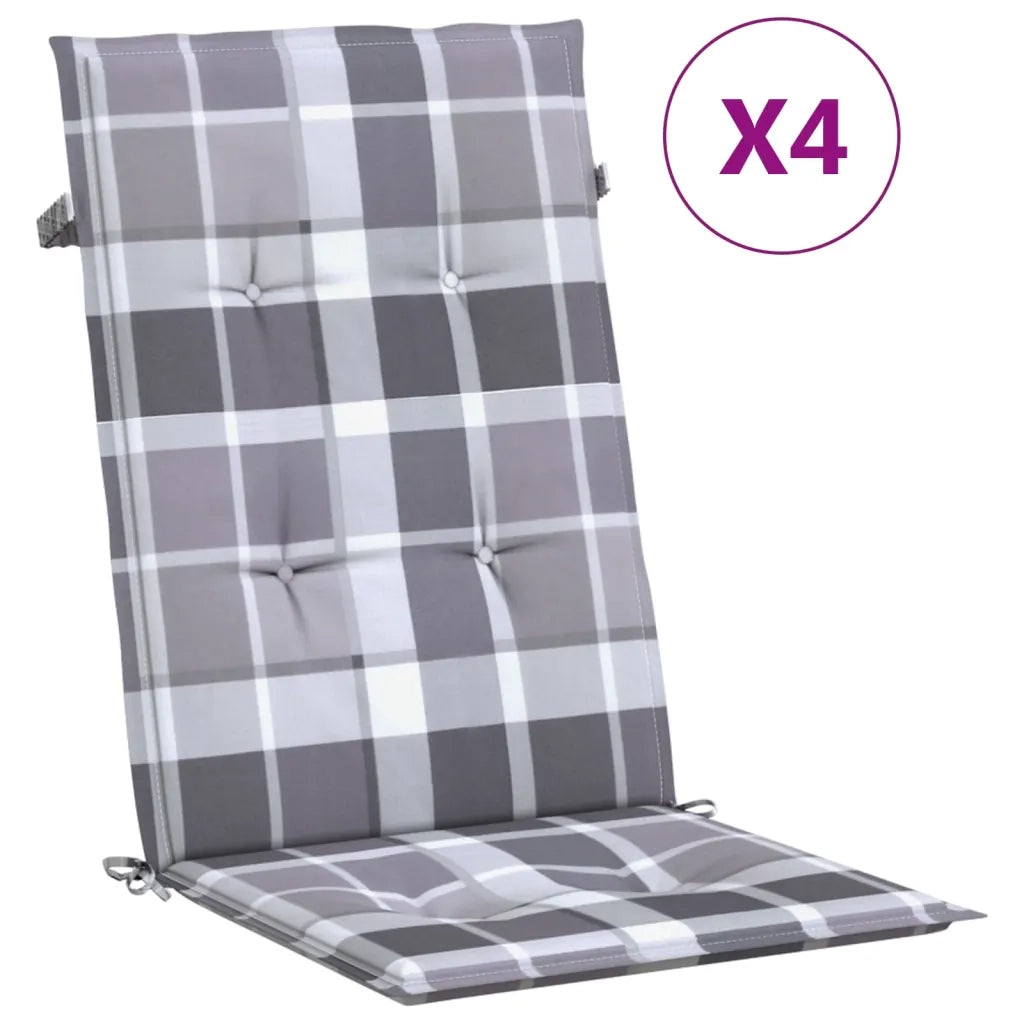 Cuscini per Sedie 4 pz Grigi a Quadri 120x50x3 cm in Tessuto 314129