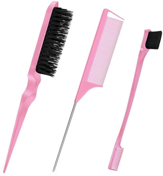 Kit di pettinatura a tre in uno per capelli - pettine a due punte e spazzola per sopracciglia - set di pettinatura multifunzionale - materiale nylon - robusto